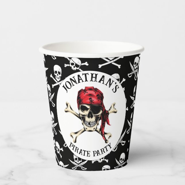 Vasos De Papel Partido Pirata Salty Skull Adulto (Anverso)