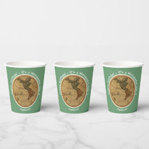 Vasos De Papel Partido Temático del Mapa del Hemisferio Occidenta