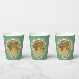 Vasos De Papel Partido Temático del Mapa del Hemisferio Oriental 