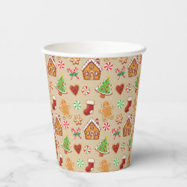 Vasos De Papel Party Paper Cups Christmas Gingerbread Print