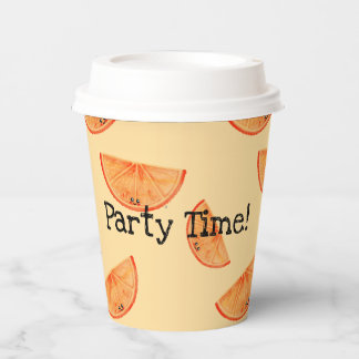 Vasos De Papel Party Time! Kawaii Naranja taza de papel