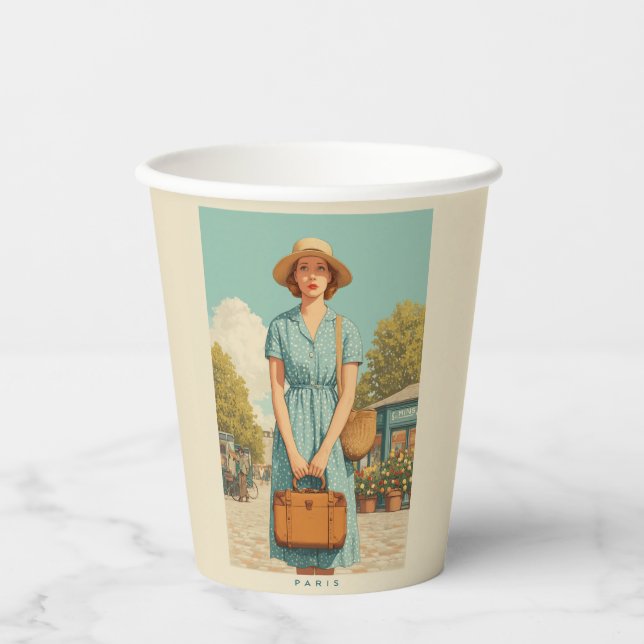 Vasos De Papel Paseo de verano por París (Anverso)