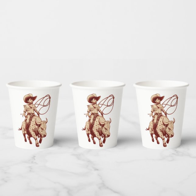 Vasos De Papel Paseo Occidental Antiguo Cabalgata Orgulloso Joven (Multi)