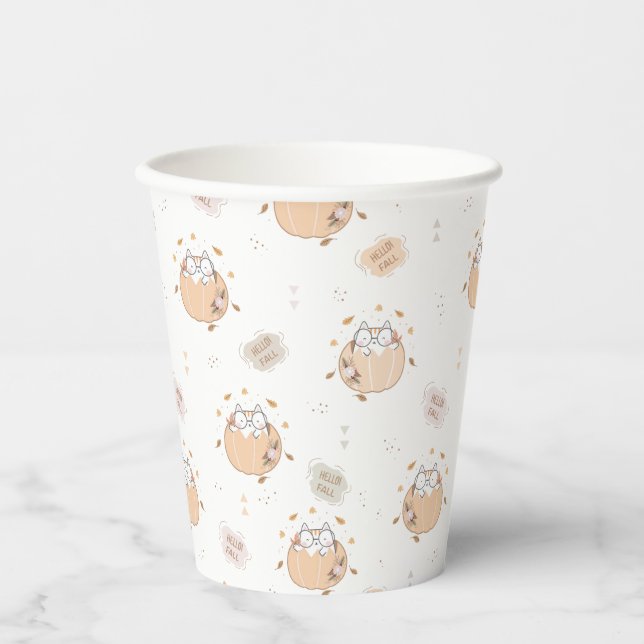 Vasos De Papel Pastel Autumn Cute Cats (Anverso)
