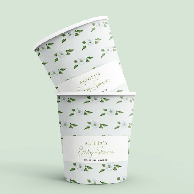 Vasos De Papel Pastel azul floral niño bebé fiesta de ducha (Subido por el creador)