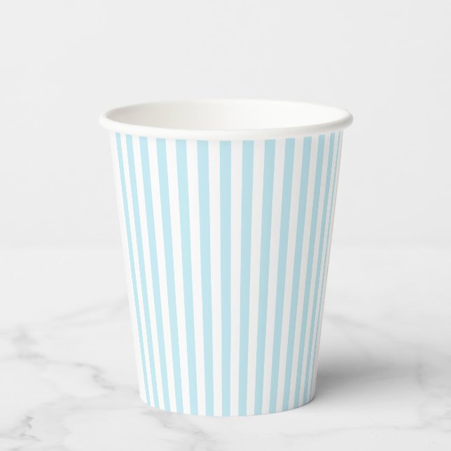 Vasos De Papel Pastel Blue and White Striped Paper Cups (Reverso )