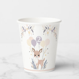 Vasos De Papel Pastel Boho Fawn y los globos Cumpleaños