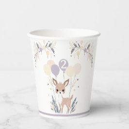 Vasos De Papel Pastel Boho Fawn y los globos Cumpleaños
