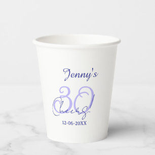 Vasos De Papel Pastel celebra 30 cumpleaños nombre elegante púrpu