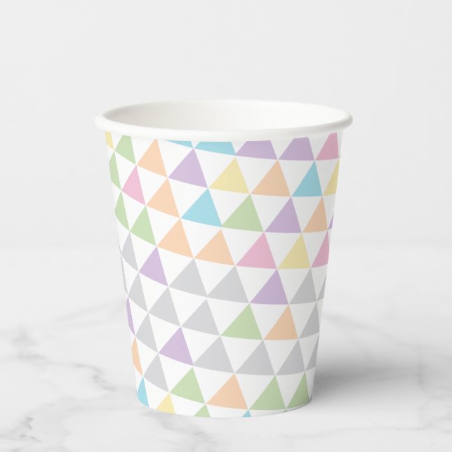 Vasos De Papel Pastel Color Triangles  (Anverso)