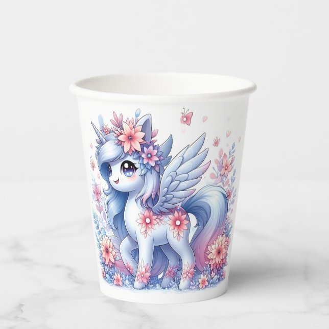 Vasos De Papel Pastel Cute Unicorn Baby Shower (Anverso)