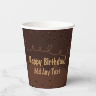 Vasos De Papel Pastel de chocolate de cumpleaños helado