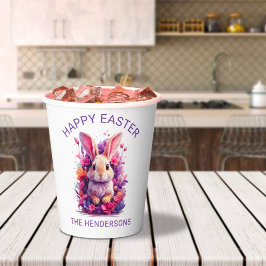 Vasos De Papel Pastel de colores Bunny & Watercolor Florals