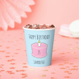 Vasos De Papel Pastel de cumpleaños rosa