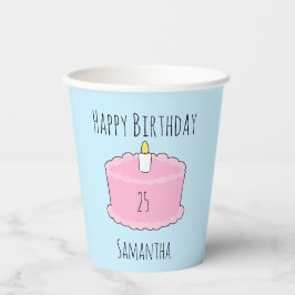 Vasos De Papel Pastel de cumpleaños rosa