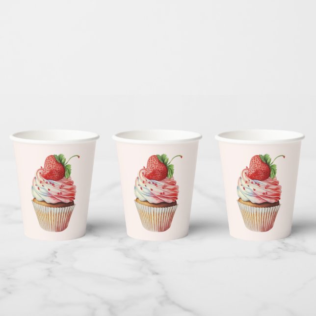 Vasos De Papel Pastel de fresa postre dulce (Multi)