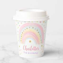 Vasos De Papel Pastel de papel de cumpleaños con arcoiris
