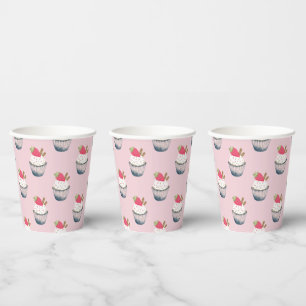 Vasos De Papel Pastel De Pastel De Aniversario - Postre Rosa Cutá