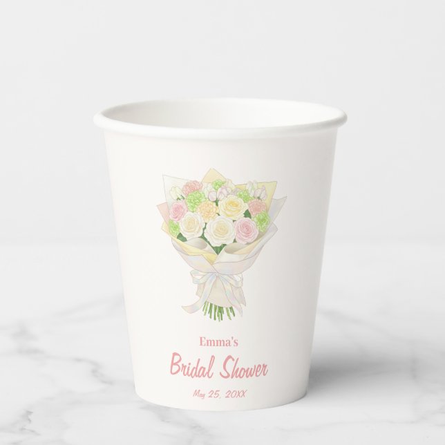 Vasos De Papel Pastel Floral Bridal Shower wedding   – Japanese (Anverso)