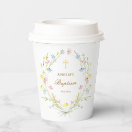 Vasos De Papel Pastel Flores Silvestres Bautismo