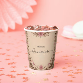 Vasos De Papel Pastel Font Dusty Glam Rosa Gold Quinceanera