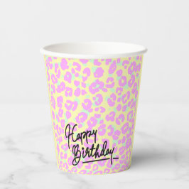 Vasos De Papel Pastel Leopard Print Happy Birthday Paper Cup