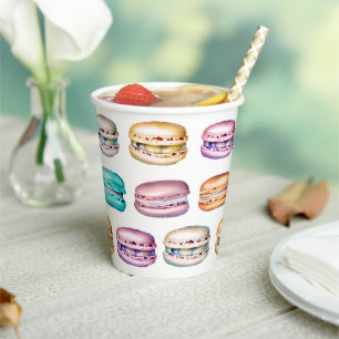Vasos De Papel Pastel Macaron Cookie Fiesta de Cumpleaños Temátic