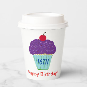 Vasos De Papel Pastel morado Fiesta de Cumpleaños 16