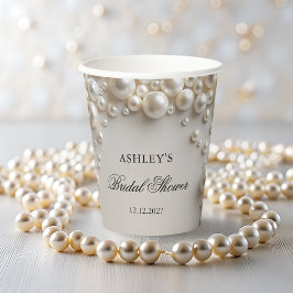 Vasos De Papel Pastel Pearls Elegant Bridal Shower