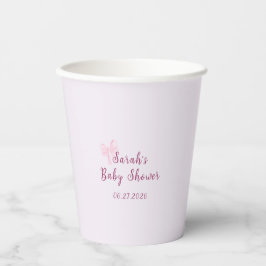 Vasos De Papel Pastel Pink Bow Minimal Baby Shower