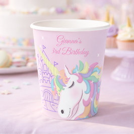 Vasos De Papel Pastel Pink Magical Rainbow Unicorn Birthday 