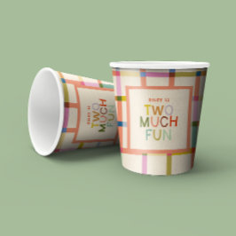 Vasos De Papel Pastel Plaid "Two Many Fun" Personalizado de cumpl