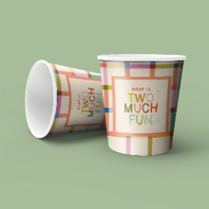 Vasos De Papel Pastel Plaid "Two Many Fun" Personalizado de cumpl