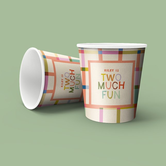 Vasos De Papel Pastel Plaid "Two Many Fun" Personalizado de cumpl (Subido por el creador)