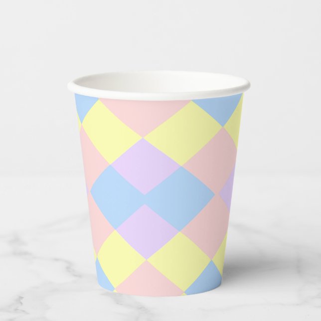 Vasos De Papel Pastel Primavera Colores Argyle (Anverso)