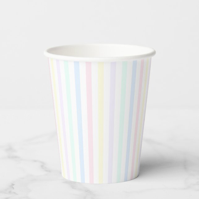 Vasos De Papel Pastel Rainbow Candy Stripe Retro (Reverso )