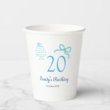 Pastel retro nombre fecha torta lazo azul cumpleañ