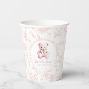Vasos De Papel Pastel rosa oso de peluche bebé ducha cucharas de 