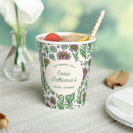 Vasos De Papel Pastel Scandinavian Floral Bridal Shower