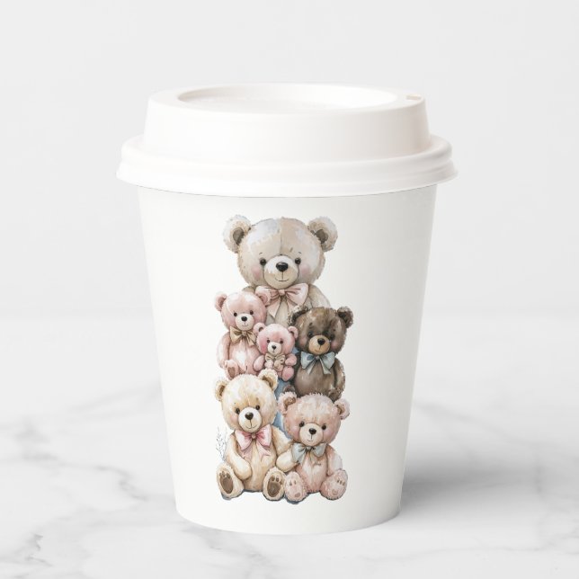 Vasos De Papel Pastel Teddy Bear Stack (Anverso)