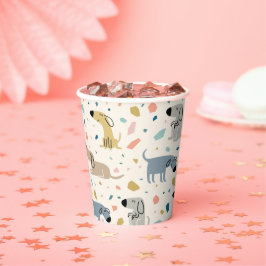 Vasos De Papel Pastel Terrazzo Gracioso Patrón de Perro Cuto