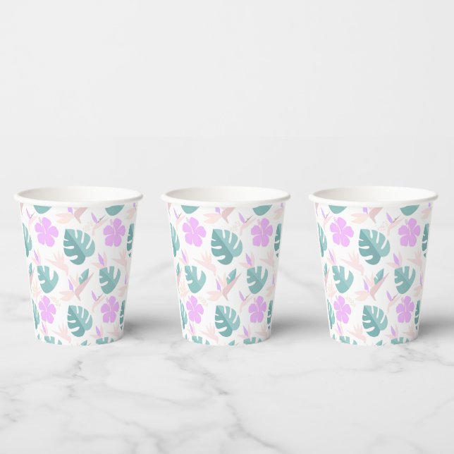 Vasos De Papel Pastel Tropical Floral Pattern (Multi)