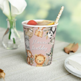 Vasos De Papel Pastel Tropical Salvaje Una Selva Animales Safari