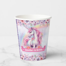 Vasos De Papel Pastel Unicornio Chica de cumpleaños unicornio mág