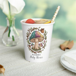 Vasos De Papel Pastel Whimsical Mushroom Baby Shower