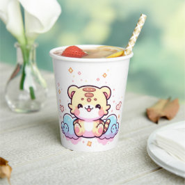 Vasos De Papel Pastel Whimsical Tiger Baby Shower