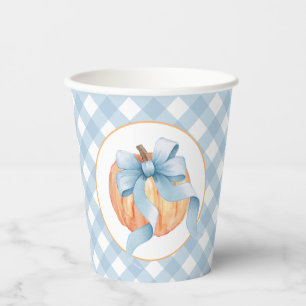 Vasos De Papel Pastelito de calabaza cuadros azules primer cumple