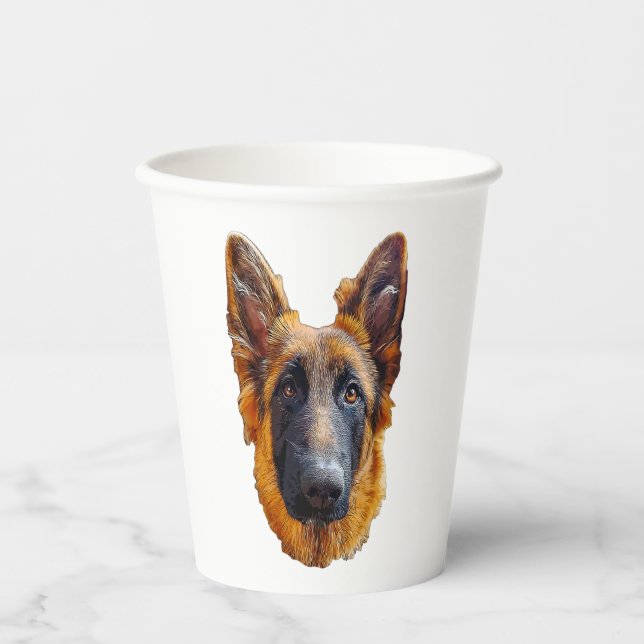Vasos De Papel Pastor Alemán Cachorro Perro Lindo   (Anverso)