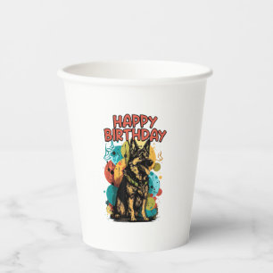 Vasos De Papel Pastor Alemán Perro Pastor Feliz Cumpleaños Fiesta