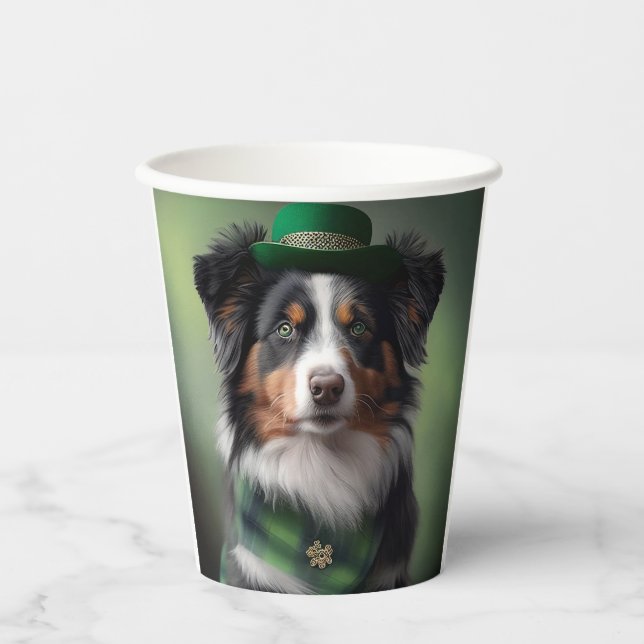 Vasos De Papel pastor australiano san patricio (Anverso)